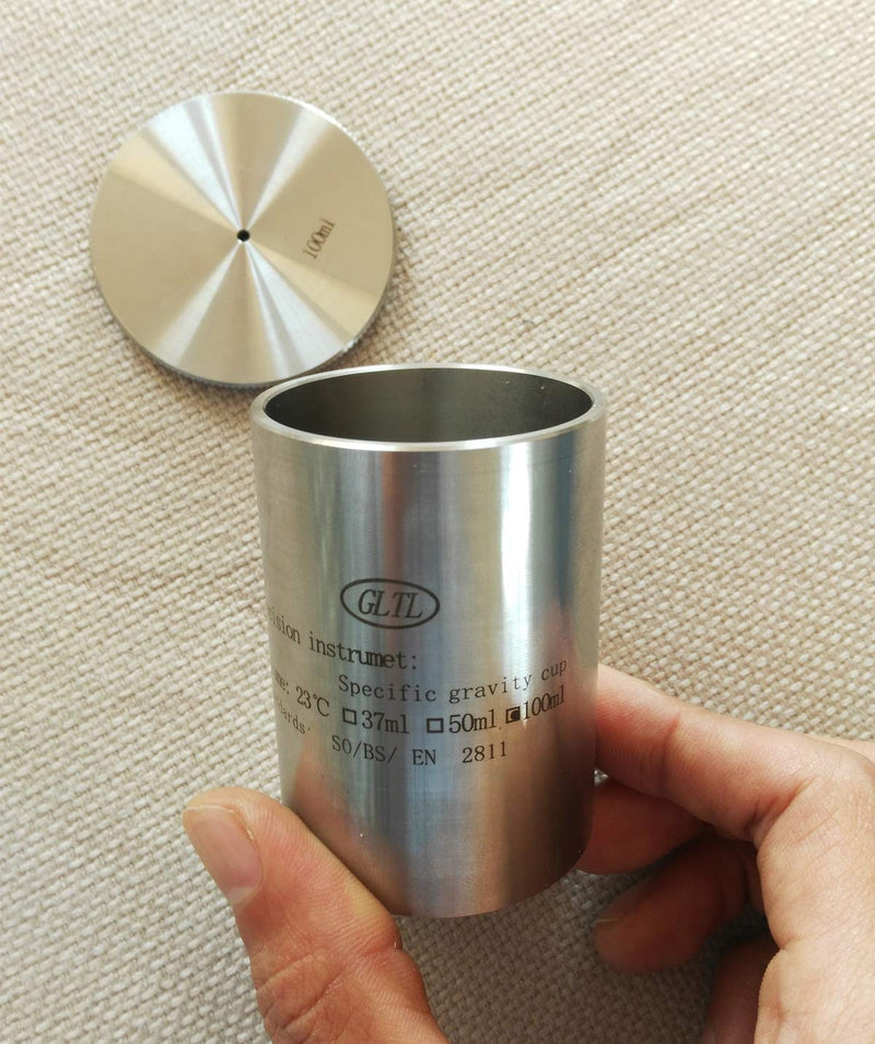 Specific Gravity Cup - Paint Density Tester for Coatings/Varnish | ASTM/DIN/ISO Compliant | Stainless Steel Corrosion-Resistant Lab Equipment (100ml) 100ml