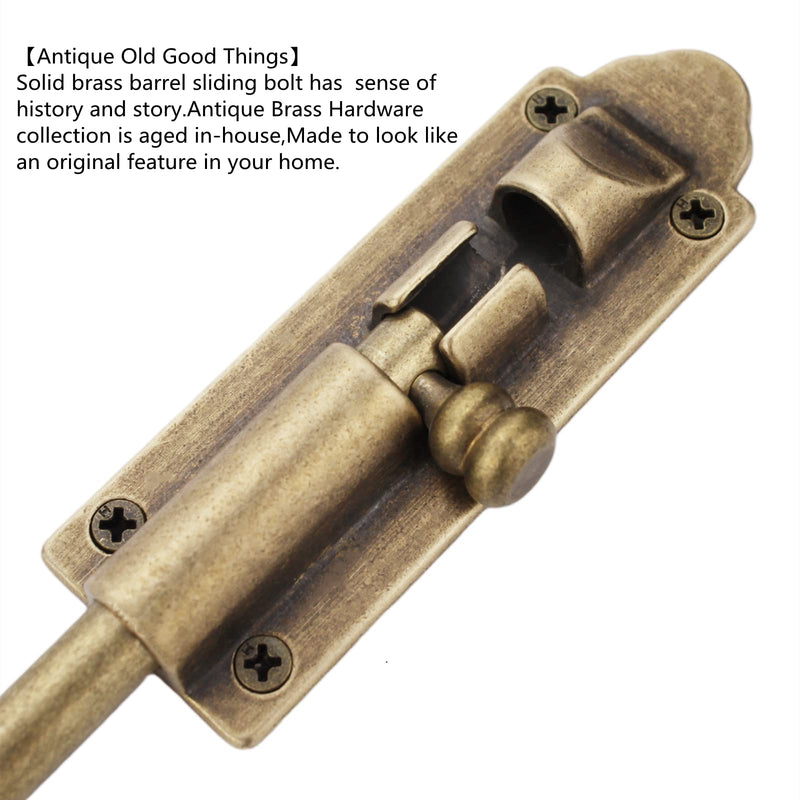 Heavy Duty Cane Bolts for Gates 23.7'',Barrel Bolt Latch Super Lengthen,Thickened Drop Bolts for Gates,Garage Bolts Solid cast Copper Sliding Lock for gate Latch Antique Brass