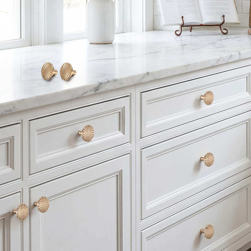 20 Pack Champagne Bronze Cabinet Knobs, Vintage Drawer Knobs Dresser Pulls Zinc Alloy Flat Kitchen Hardware Handles with Screws for Home Bathroom Cupboard Closet Wardrobe, 1.18" Diameter 20