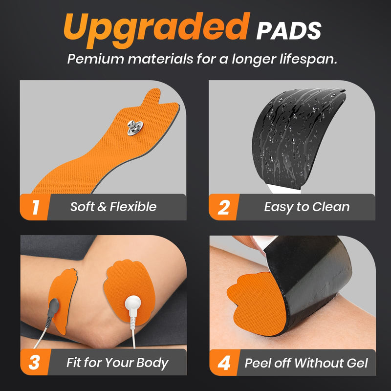 TENS Unit Replacement Pads 20 Pack in 3 Sizes, Reusable Electrode Pads with American Gel for 50 Times Safe Use, Snap TENS Pads Fit TENS EMS Muscle Stimulators Using 3.5mm Button Lead Wires