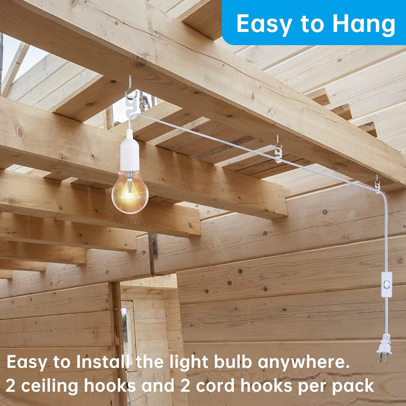 Simple Deluxe 12 Feet Extension Hanging Lantern Pendant Light Cord with E26 Socket, Featuring an On/Off Switch(Bulb Not Included) White/1 Pack