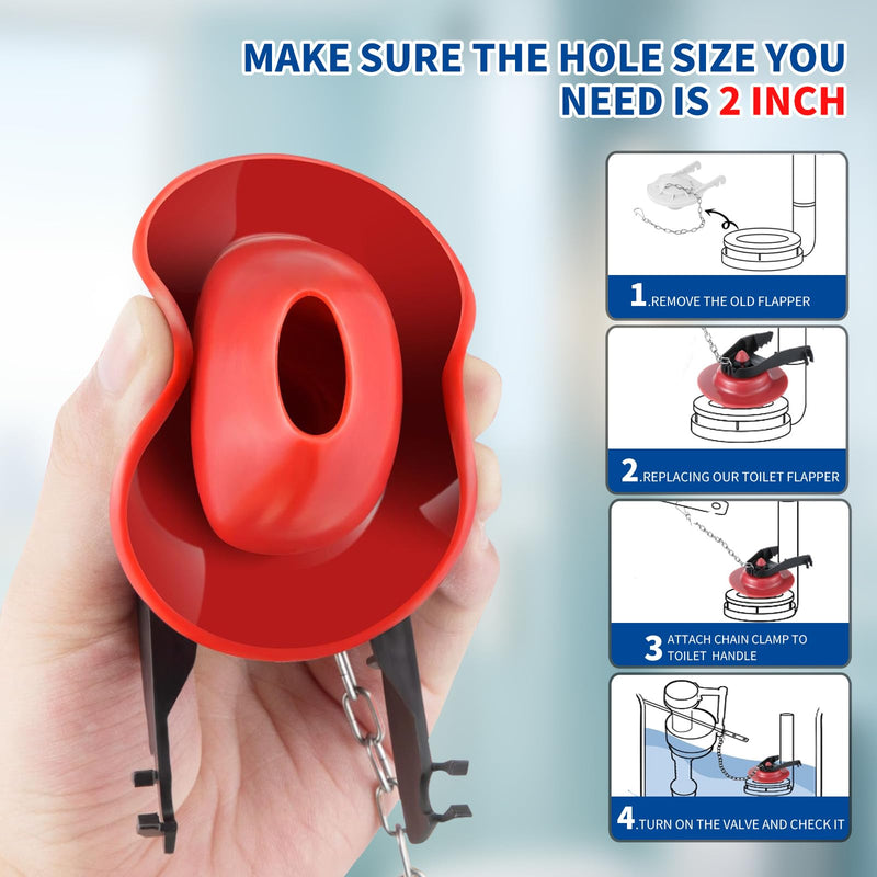 Toilet Flusher Replacement Kit, Universal Toilet Fill Valve with 2-Inch Flapper, Adjustable Rubber Float Valve, Quiet and Easy Install Toilet Repair Kit Inside Tank (1-Pack)