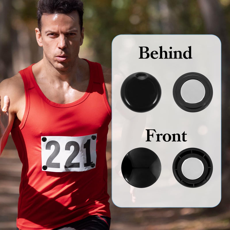 10 Pairs Marathon Bib Magnets for Runners, Running Bib Magnets, Bibs Boards for Runners - Magnetic Race Number Holders in Black and White
