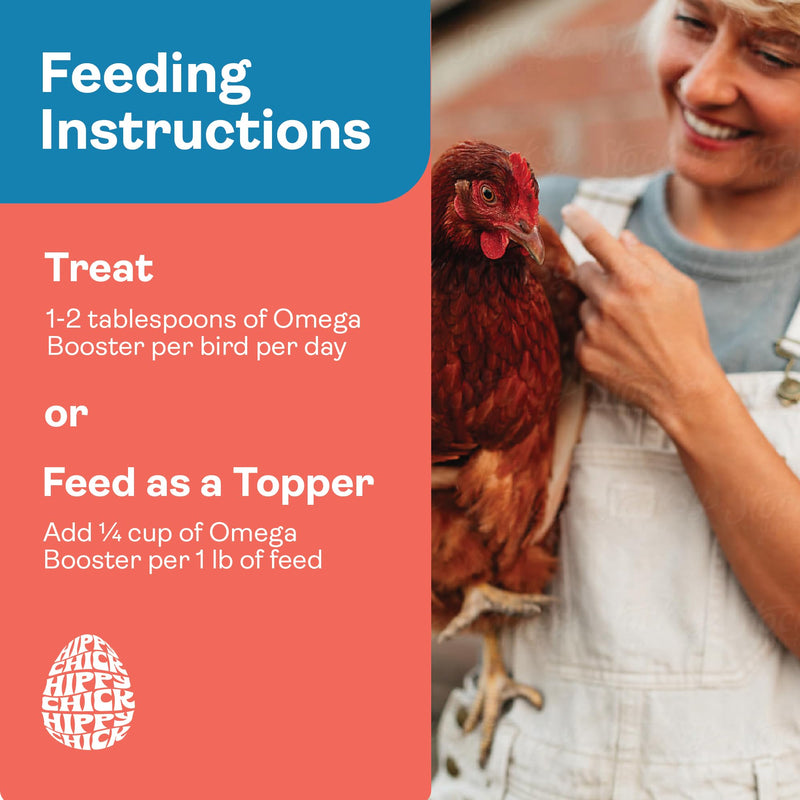 Hippy Chick Egg Booster for Chickens – Omega-3 Vitamin Supplement for Laying Hens – Egg & Feather Health Support – Natural Poultry Treat and Layer Feed Additive 1.25 lbs