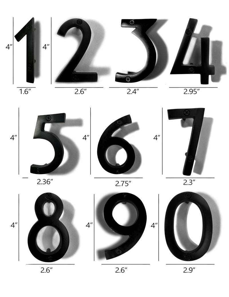 NACH Floating House Numbers, 4 inch Aluminum Black House Numbers for Outside - Number 0, Door Numbers with Mounting Hardware 4"