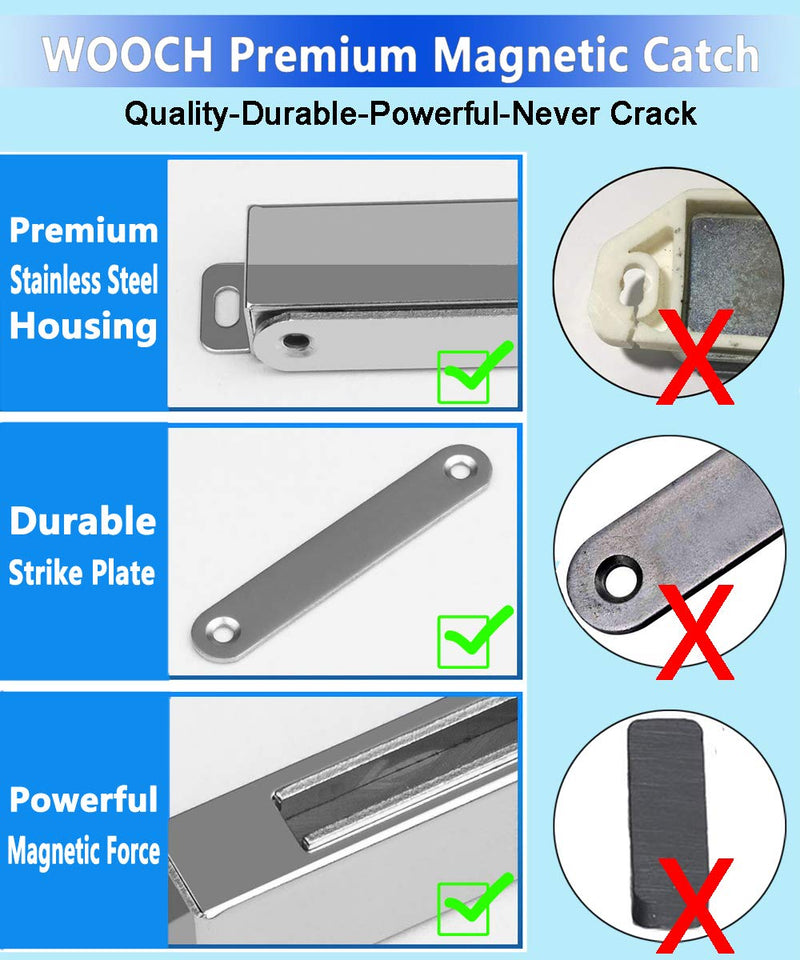 WOOCH Door Magnetic Catch - 90lb High Magnetic Stainless Steel Heavy Duty Catch for Kitchen Bathroom Cupboard Wardrobe Closet Closures Cabinet Door Drawer Latch (3.7 in Black, 2-Pack) 2 Pack