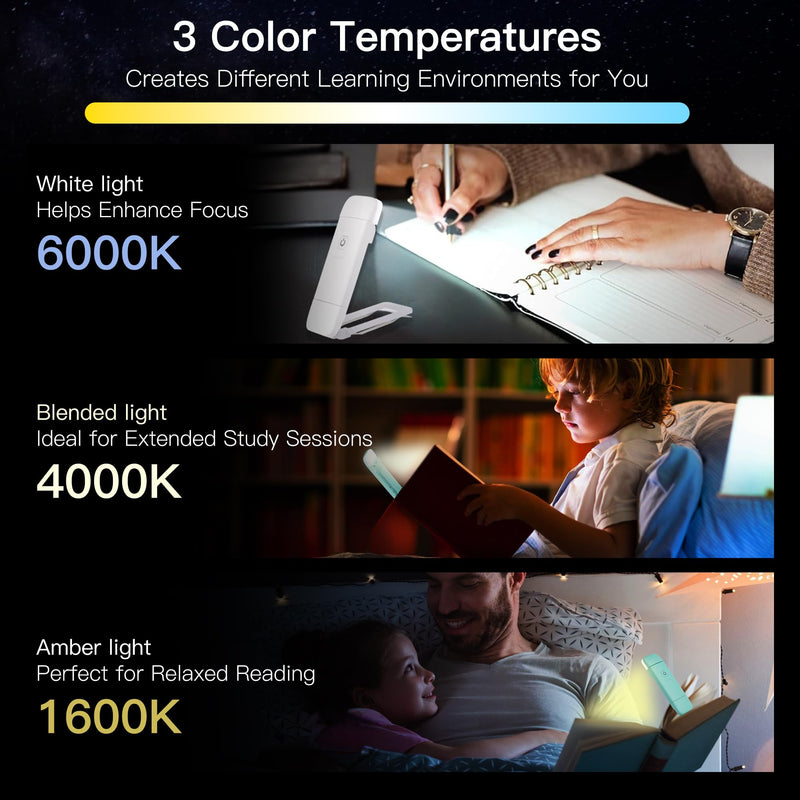 KunHe 4 Pack USB Rechargeable Reading Book Lights for Reading at Night Book Light Reading Accessories Kids Clip on Book Lamp Kids Book Lovers Stocking Stuffers Christmas Gift