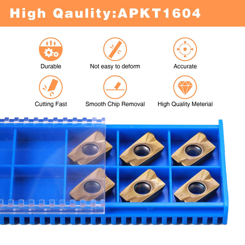 6PCS APKT1604 Tin Coated Carbide Inserts - Indexable Milling Inserts for Machinist Tools, CNC Laser Cutter, Milling Machine Accessories Inserts 6pcs