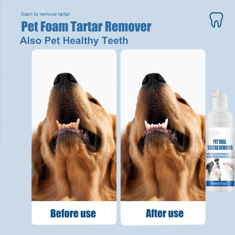 Pet Oral Tartar Remover, Pet Dental Foaming Care Spray, Oral Spray for Dogs Teeth Cleaning, Breath Freshener,Support Healthy Gums, No Brushing Needed Pet Dental Care Spray (2pcs)