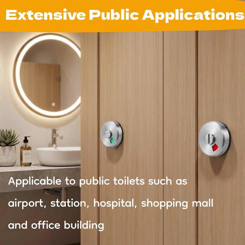 Door Lock Indicator, Indicator Deadbolt Toilet Bathroom Lock Vacant/Engaged Chrome Partition Door (Satinless Steel)