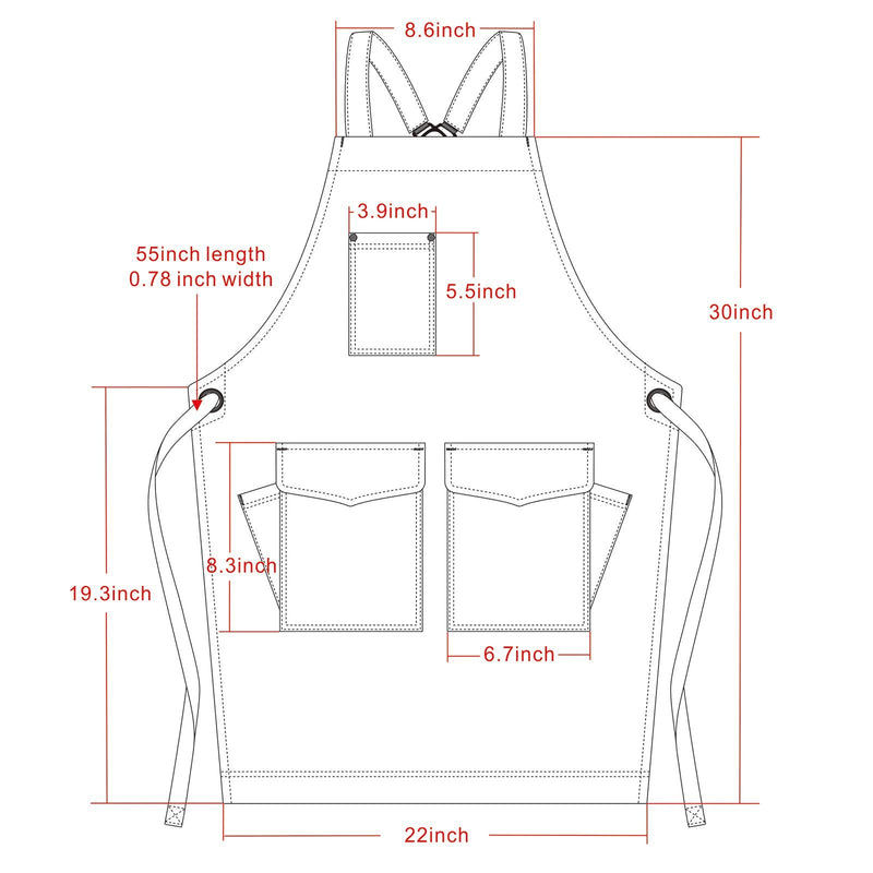 Jeanerlor - Denim Tool Shop Apron with 5 Pockets for Hairstylist with Pockets for Women Cross Straps & Adjustable S to M (Light Blue) Medium Light Blue