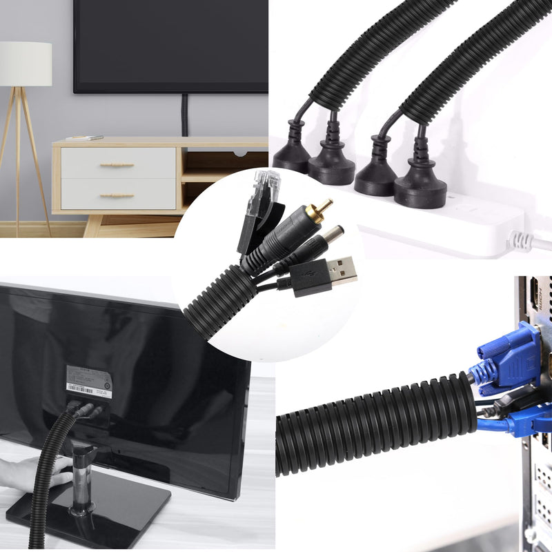 CrocSee 25ft - 3/4 inch Flame Retardant Split Wire Loom Tubing with Installation Tool - Flexible Wire Covers Cord Protectors - Black 3/4"-25ft