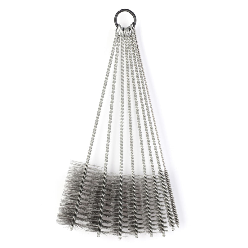 12 Inch Pipe Cleaning Brush Set with Stainless Steel Bristles, Tube Bottle Brush Kit, 8 Sizes for Auto Parts, Bottles, Guns, Tubes, Etc.