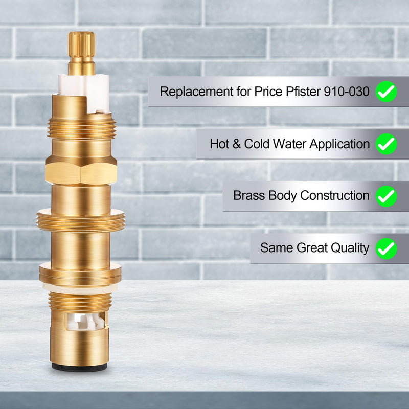 Dreyoo Ceramic Disc Cartridge Replacement for 910-030, Shower and Faucet Stem Compatible with Price/Pfister, Shower Valve Faucet Cartridge Brass Construction (2 Pack) 2
