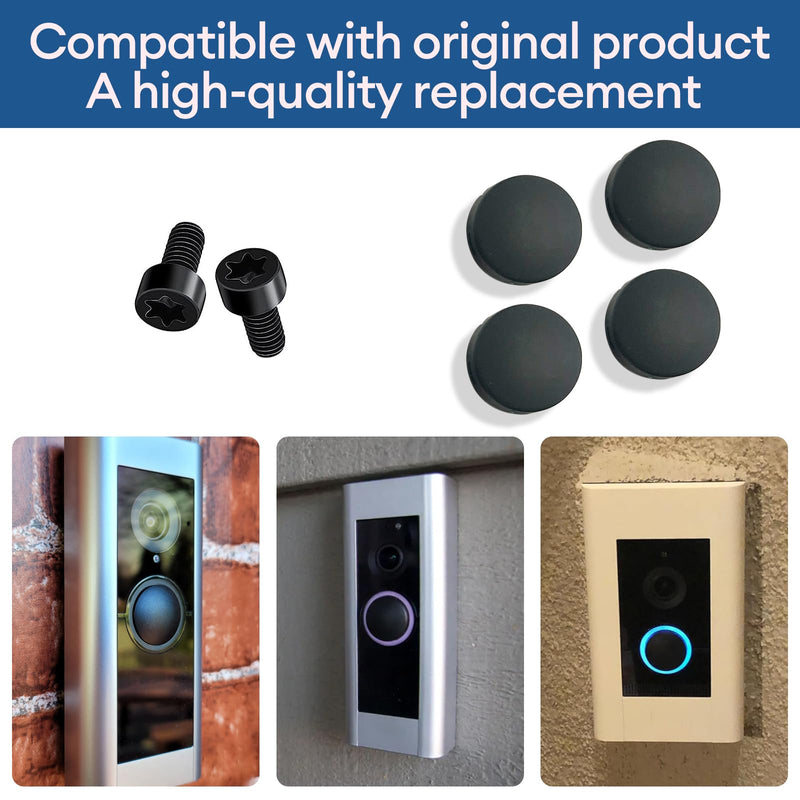 Doorbell Button Replacement, Doorbell Pro Buttons Replacement, Come with 4Pack Buttons / 2Pack Screws, Video Doorbell Buttons Compatible with Doorbell Pro Doorbell Elite, Repair Split Cracked Button BLACK