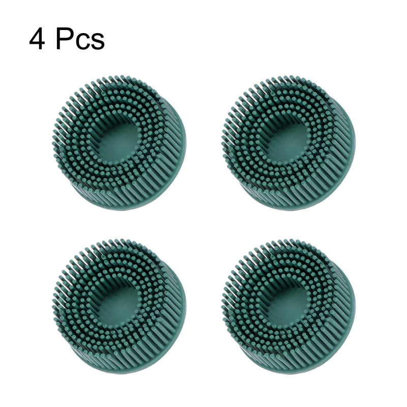 HARFINGTON 4pcs Bristle Disc 2" 50 Grit Abrasive Brush Deburring Electric Disc Brush with Quick Change Roll Lock Abrasive Coating Removal Disc for Metal, Green