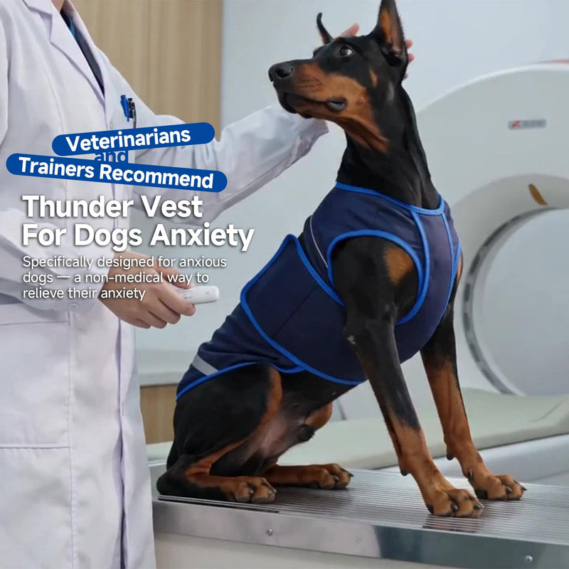 Nanaki Dog Anxiety Vest-Breathable Thunder Jacket for Dogs Fireworks,Thunderstorm,Separation-Adjustable Thunder Vest for Dogs Anxiety Relief,Vet&Grooming Visit,Car Rides, Fear&Over-Excitement Navy,M M(Chest: 24.4 inch)