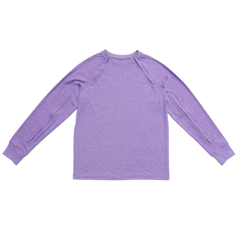 Adult Raglan and Sleeve Zip Access LS Tee Small Lilac