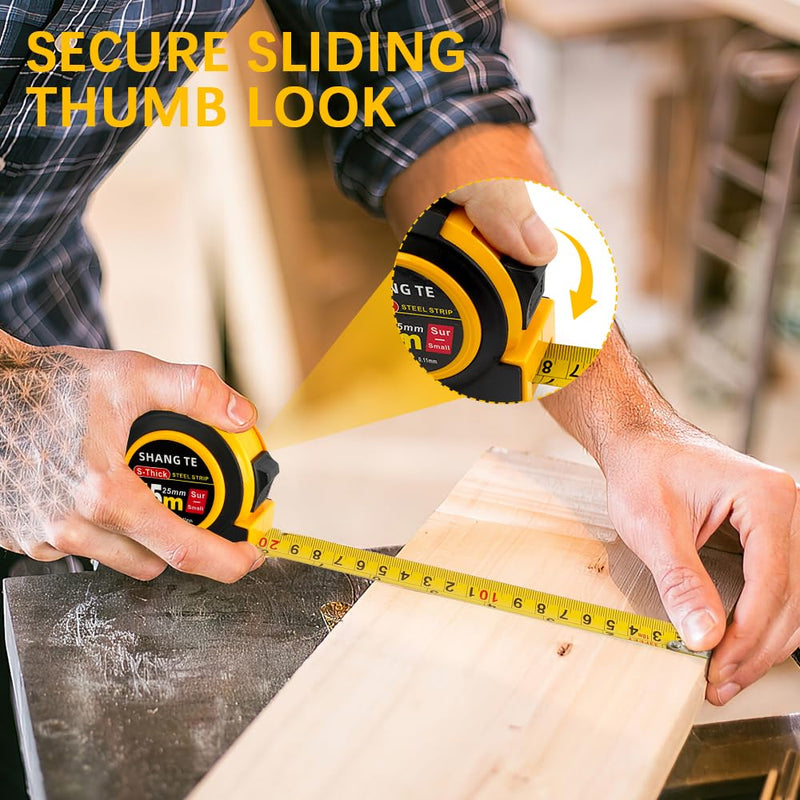 Tape Measure 25 Ft Steel Measurement Christmas Gifts for Dad Gifts Tape Measuring Tape 25 Ft Self-Locking Tape Measure with Fractions Easy Read Metric Tape Measure Body Measuring Tape Measurer 7.6 m