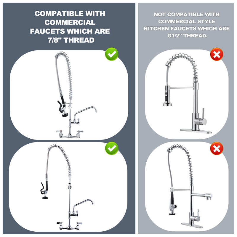 38" Commercial Sink Faucet Sprayer Hose, Pre-rinse Sprayer Hose for Commercial Kitchen Sink Faucet, 38 Inch Stainless Steel Flexible Hose Replacement Kit for Restaurant Industrial Dishwasher