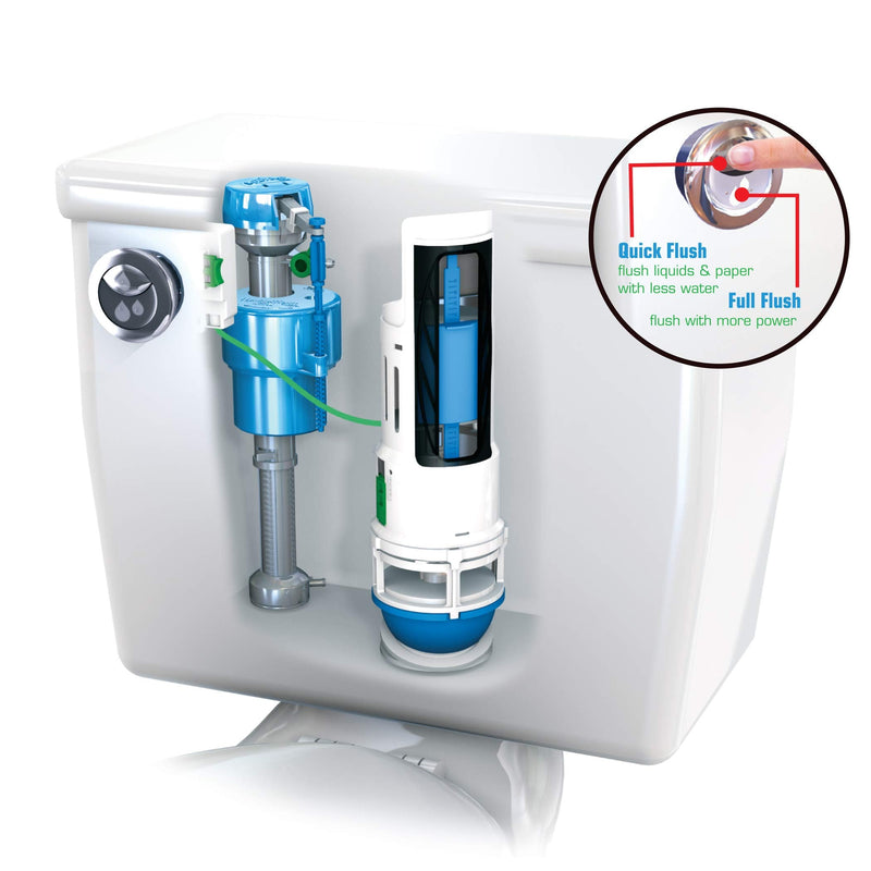 Danco HyrdroRight Water-Saving Toilet Tank Repair Kit with Dual Flush Valve, Includes Dual Push Button Handle in Chrome, (HYR460) Pack of 1