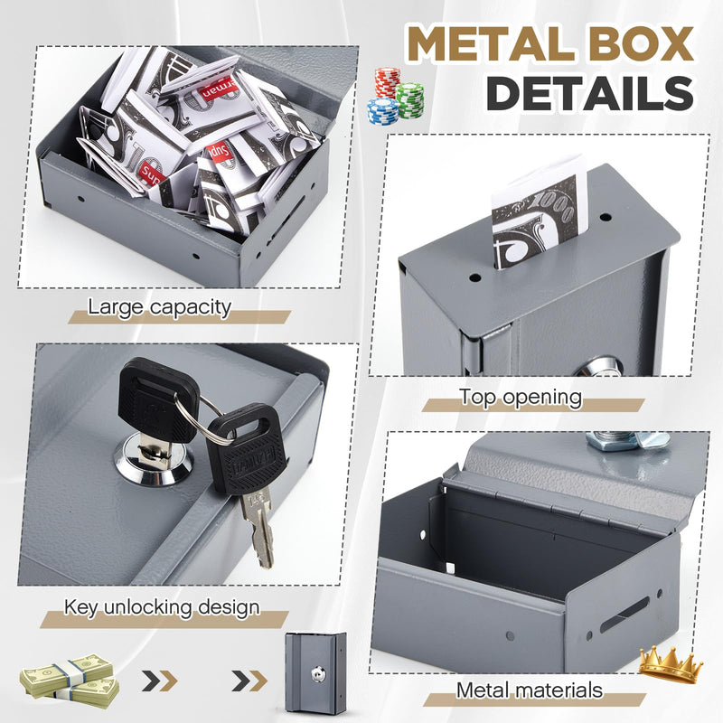 Zhengmy 2 Pcs Portable Lock Metal Pocket with Waist Bag for Winners Bank Casino Large Capacity Wallet Box Cash Lock Pocket with Key Gifts Stops The Addictive