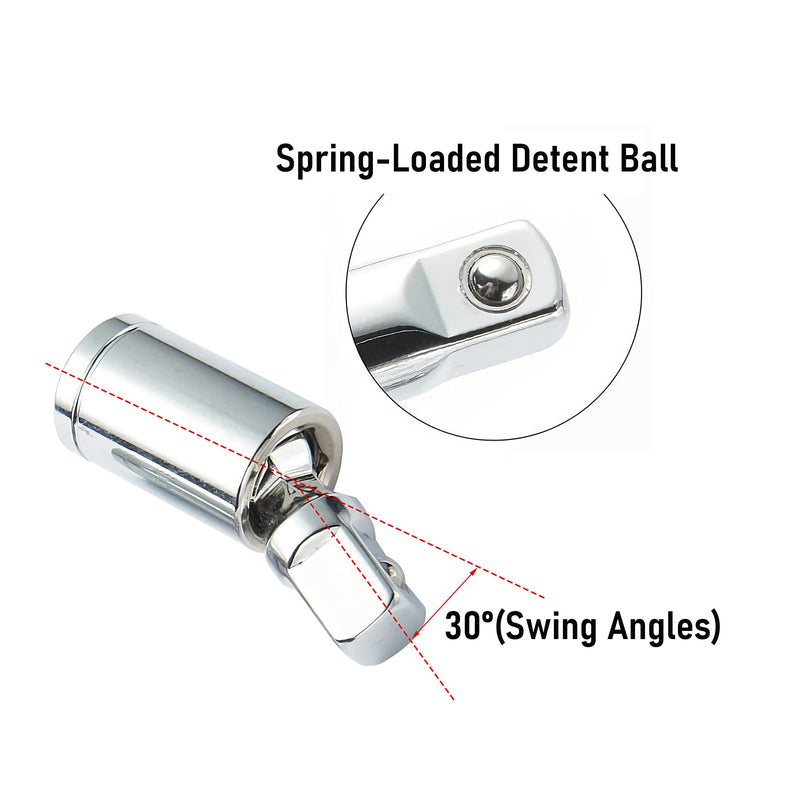 1/4" Universal Joint Swivel Socket Adapter, Impact Socket Extension, CR-V Steel, 3PCS 3