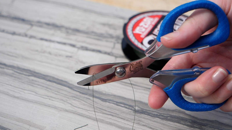 CUDA 5.5" Large Braid Shear | Durable Fishing Braid, Mono & Fluorocarbon Cutter for Saltwater & Freshwater with Dual Serrated Blades & Oversized Non-Slip Comfort Bows