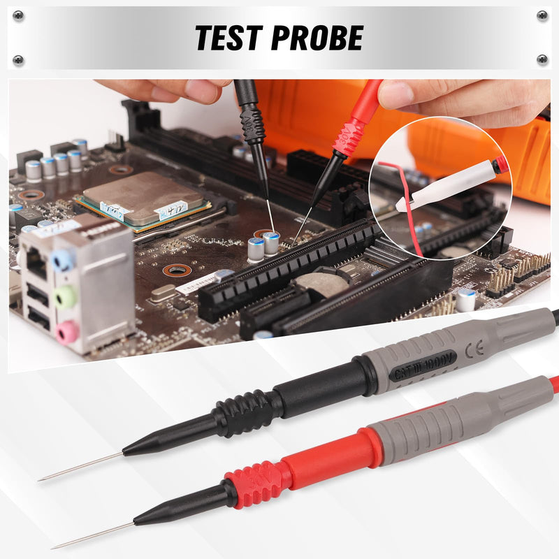 SWANLAKE 27-Piece Multimeter Test Leads Set, CAT.III 1000V / CAT.IV 600V Multimeter Probes with Alligator Clips, Needle Probe, Replaceable Probe Accessories, Soft PVC Volt Meter Lead 27PCS
