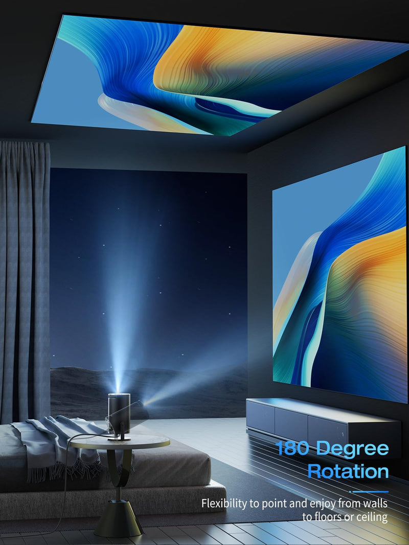 CLOKOWE Projector with WiFi and Bluetooth, 4K FHD 1080P Supported, Portable Outdoor Movie Mini Projector, Auto Keystone, Compatible with iOS/Android/HDMI/TV Stick/Windows T08