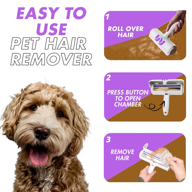 Pet Hair Remover and Reusable Lint Roller - Ultimate Cat and Dog Hair Remover for Furniture, Couch, Carpet, Clothes, and Bedding - Portable, Multi-Surface Fur Removal Tool