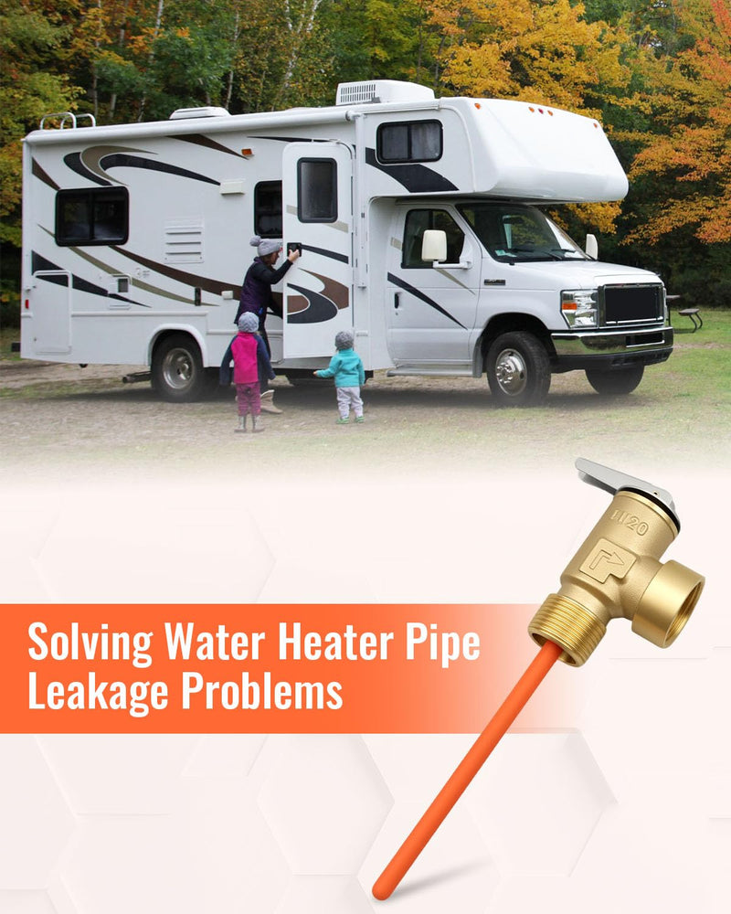 3/4" Temperature and Pressure Relief Valve with Extended Probe, 150 PSI 210°F Safety Valve, Pressure Relief Valve Fit for Suburban RV Water Heater or Home Heater Thickened Brass Body 3/4" NPT Connection