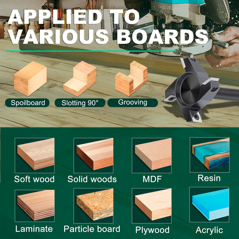 CNC Spoilboard Surfacing Router Bit 1/2'' Shank, Slab Flattening Router Bit with 2-1/2" Cutting Diameter, Planing Bit for Woodworking