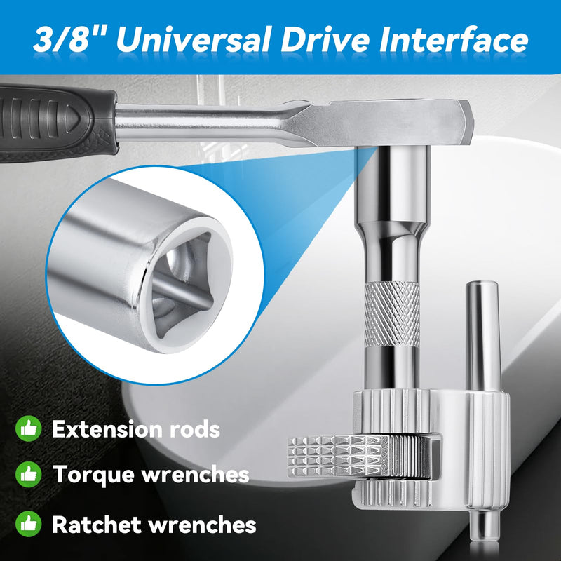 97258 Tub Drain Removal Tool Extractor - with 3/8" Drive Interface for Removes Old Broken Stubborn and Rusted Drains