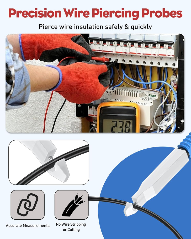 Vibit 30 Pcs Back Probe Kit Automotive, Banana Plug to Alligator Clip Test Leads, Back Probe Test Lead Kit with Wire Piercing Probe, Insulated Test Leads Set for Multimeter & Electrical Testing