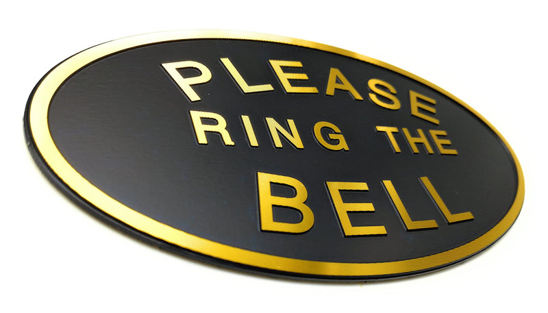 Please Ring the Bell Aluminium Doorbell Sign Self-adhesive Black and Golden 5.5x2.7 inch Black&Golden Aluminium with tape