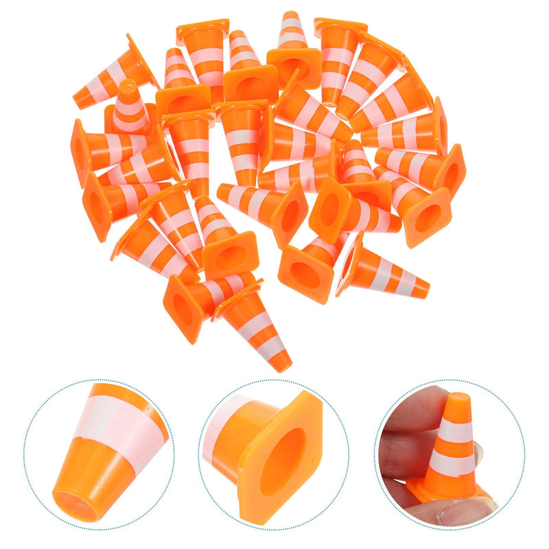 30Pcs Mini Traffic Cones, 1in Mini Traffic Cones Roadblock Signs, Training Roadblock Cones Traffic Scene Roadblocks, Multifunctional Building Theme Party Sports Activity Cones