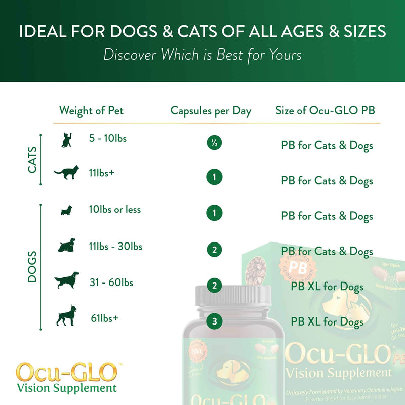 Ocu-GLO PB Vision Supplement - Easy to Administer Powder Blend with Lutein, Omega-3 Fatty Acids, Grape Seed Extract and Antioxidants to Promote Eye Health Small Dog & Cats - PawsPlanet Australia