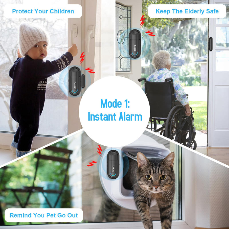Pool Door Alarms for Home Security Loud, 0-120 Db Volume Ajustable with 4 Modes, Wireless Door Alarm with Remote for Kids Safety/Dementia Patients/Home/Pool (2 Sensor & 1 Remote) 1 Remote & 2 Sensor