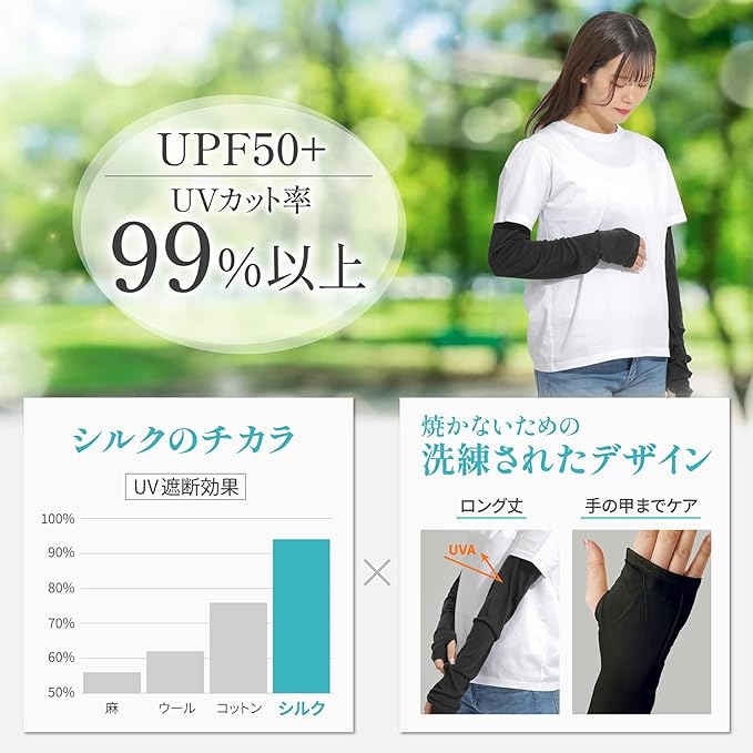 LINOR Women's Silk Arm Cover, UV Protection, Cool, Smooth, Beautiful Skin, Keep Skin White - NewNest Australia