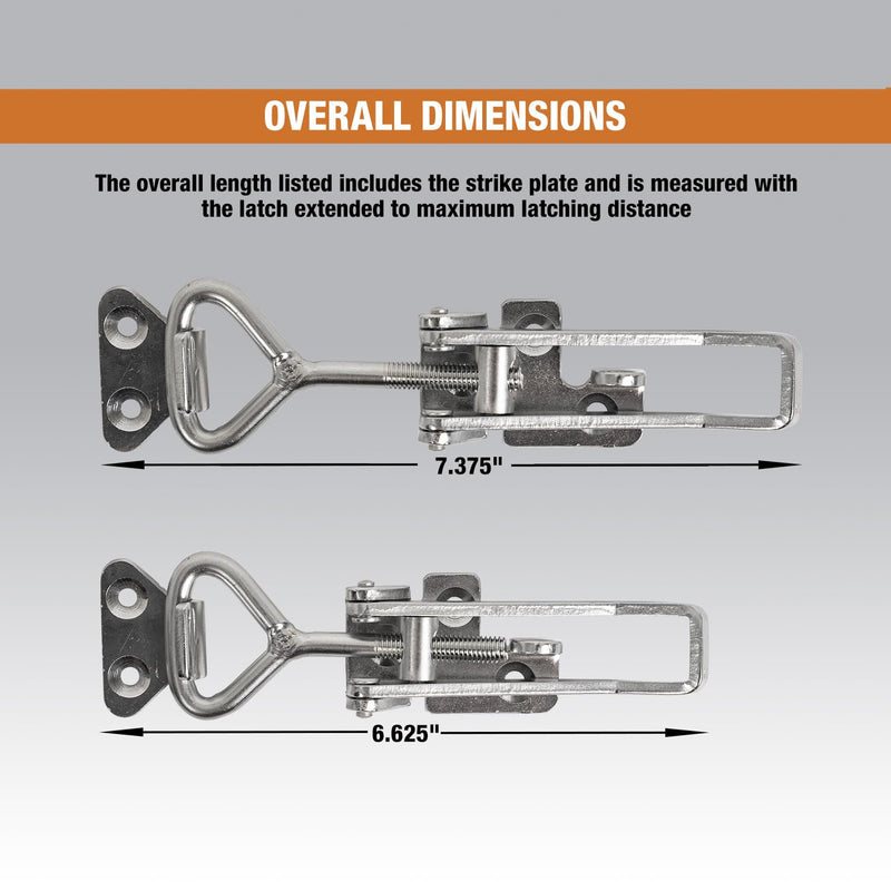 Buyers Products Company 6" Heavy Duty Stainless Steel Adjustable-Grip Draw Latch