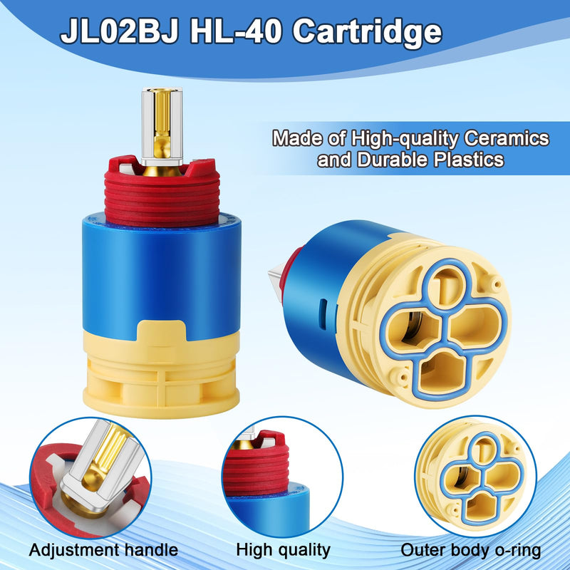 JL02BJ HL-40 Ceramic Pressure Balance Shower Cartridge,40mm Shower Faucet Cartridge Replacement,for Tub and Shower Valves