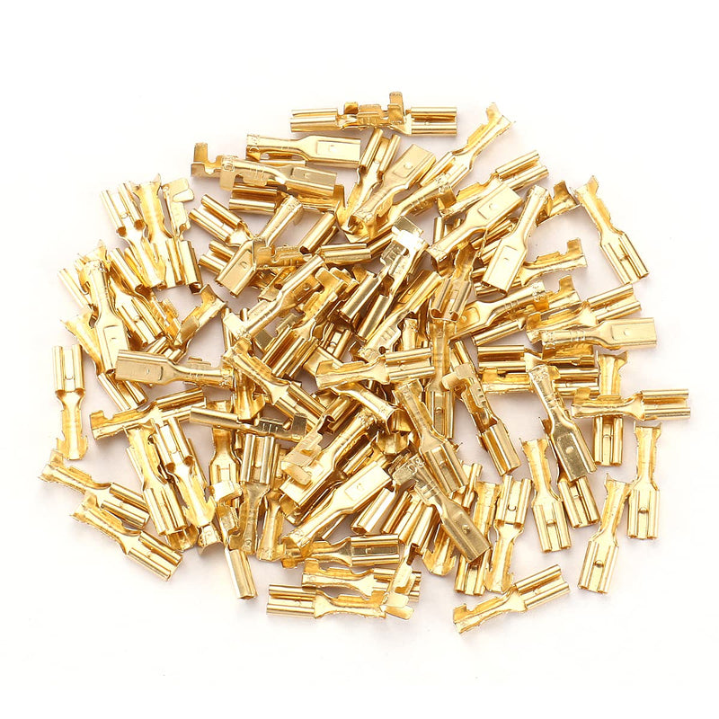 Baomain Female Spade Quick Splice Crimp Terminals 2.8mm Crimp Connector Non Insulated Pack of 100