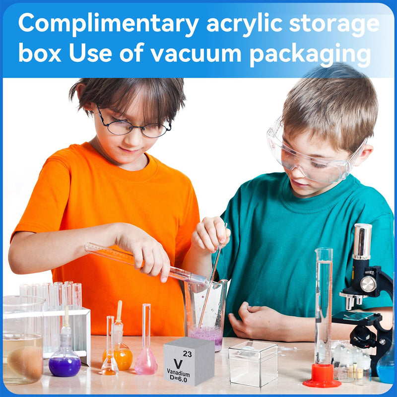 0.39" Vanadium Metal Element Cube 10MM Density Cubes 99.9% High Purity, Periodic Table of Elements Collection for Element Collections Hobbies, Pure Vanadium Cube(V 0.39 Inch) 0.39in
