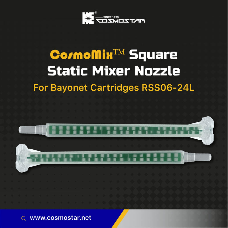 CosmoMix Square Static Mixer Nozzle Tube Tip, Epoxy Mixing Nozzle Adhesive Cartridges Tip for Manual Applicator Two Part Mix Fit 50ml AB Glue Cartridge (RSS06-24L (40pcs)) RSS06-24L (40pcs)