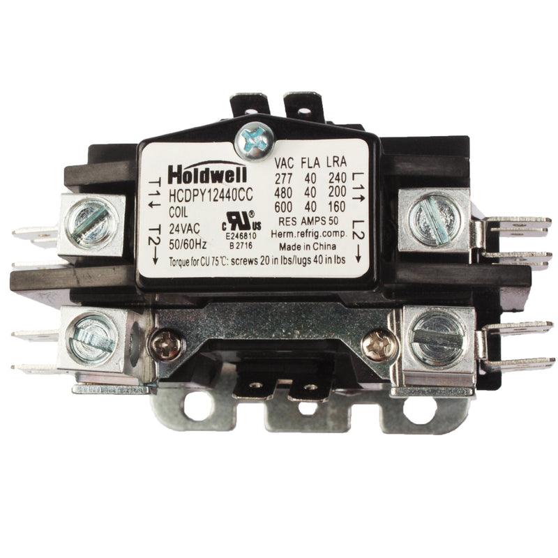 Holdwell 45GG10AJA 1 Pole Normally Open Double Make with shunt 40 Amp 24V Coil Definite Purpose Air Conditioner Contactor HWPY12440CC
