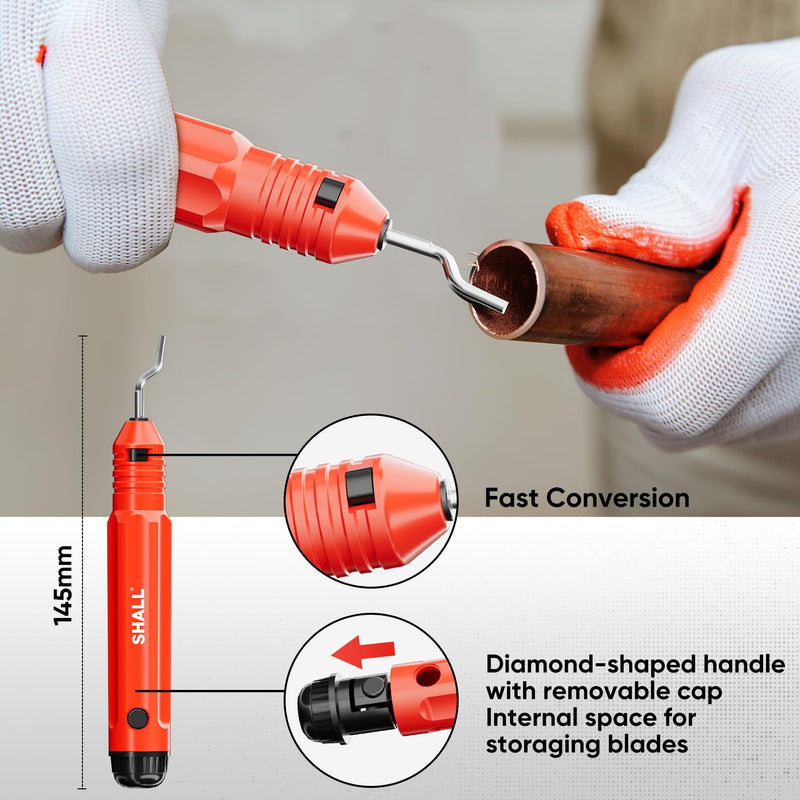SHALL 4-Piece Tubing Cutter Set, 1/4’’ to 2’’OD Heavy Duty Copper Pipe Cutter, 1/8’’ to 7/8’’ Mini Tube Cutter, Deburring Tool & Inner Outer Pipe Reamer for Copper, Aluminum, Stainless Steel, PVC Pipe