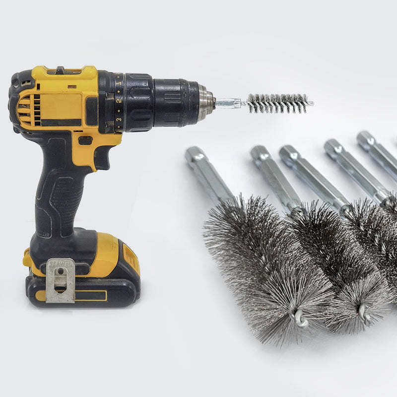 ASNOMY 5Pcs 1" Stainless Steel Bore Brush,25mm Stainless Steel Bristles Wire Brush Bore Cleaning Brush Set for Power Drill Cleaning, Abrasive Wire Brush Stainless Steel Brush with 1/4" Hex Shank 5Pcs 25mm | 1" Inch