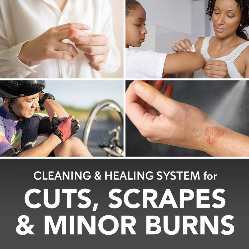 First Aid Sterile Saline Wound Wash and Antiseptic Wound Care Kit, 7.4 Ounce, Pack of 2 - Made in USA Saline Wound Wash & Antiseptic Wound Care Kit