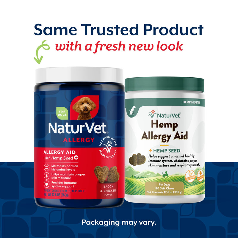 NaturVet Hemp Allergy Aid Supplement for Dogs, Hemp Seed, Antioxidants, Omegas, Dha & Epa for Healthy Skin & Respiratory Health, 120 Count 120 Soft Chews No Color